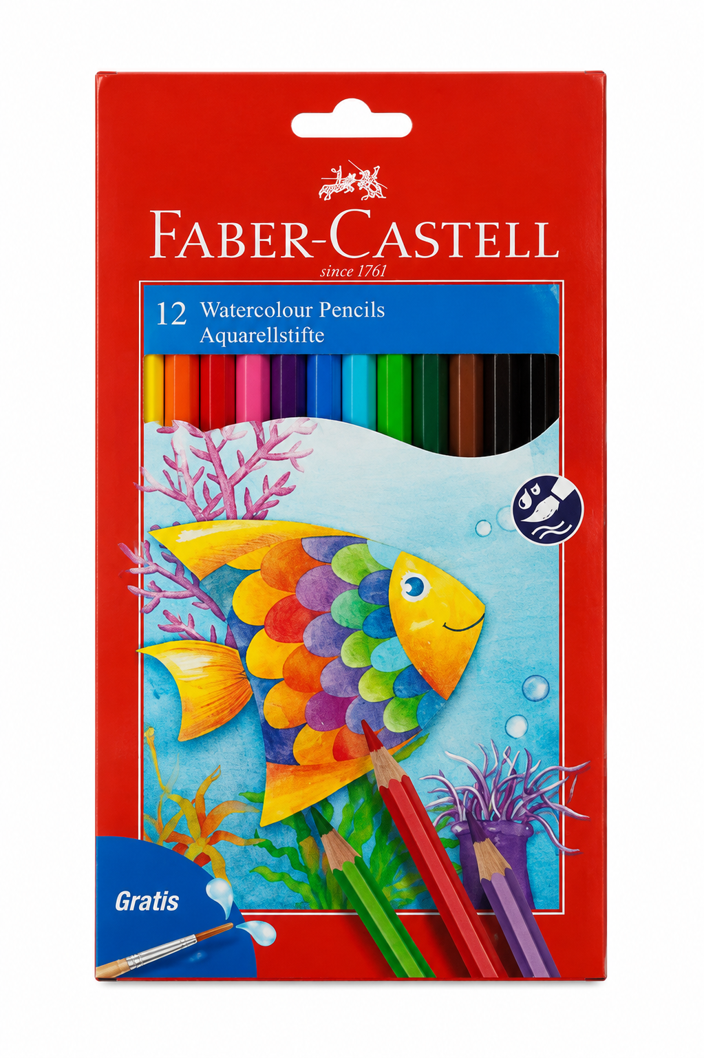 Faber-Castell 12 Watercolour Pencils Set with Brush