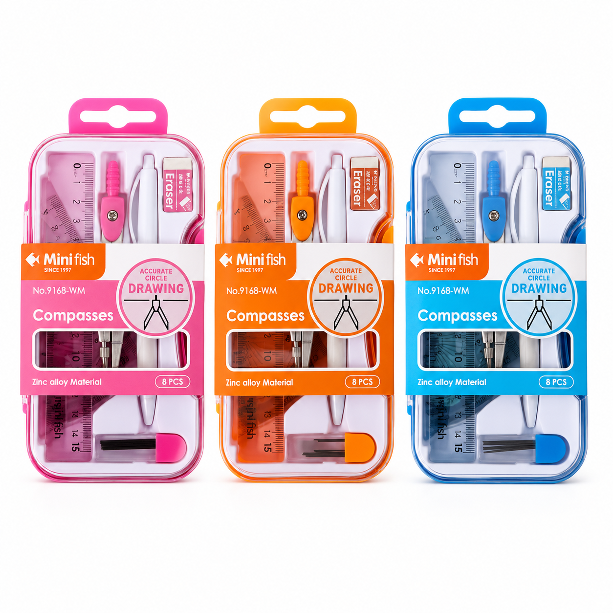 8-Piece Geometry Compass Set - Mini fish NO.9169