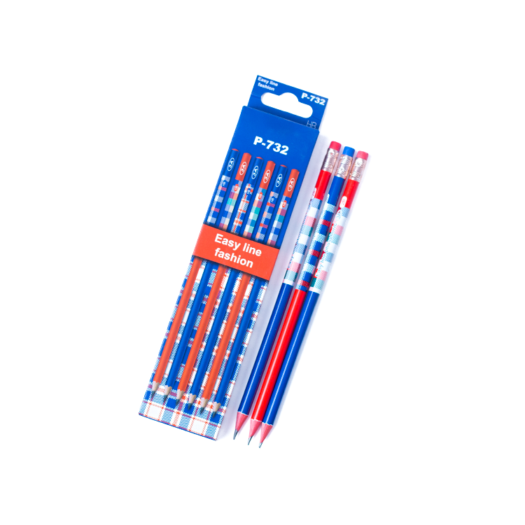 Set of 12 Pencils with eraser EASY LINE