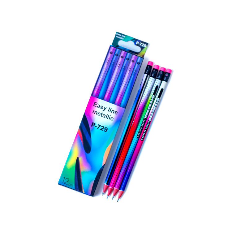 Set of 12 Pencils with eraser EASY LINE