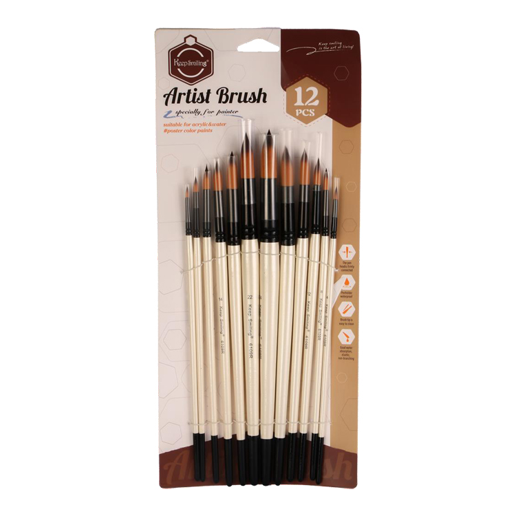 Set of 12 round brushes different sizes -Keep Smiling