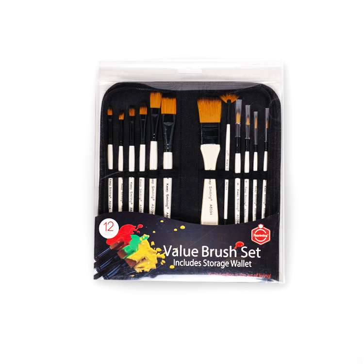 Value brush set 12 pieces with storage wallet Keep smiling