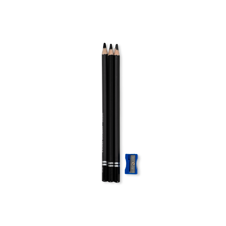 Set of 3 Charcoal Pencils with Sharpener-Worison