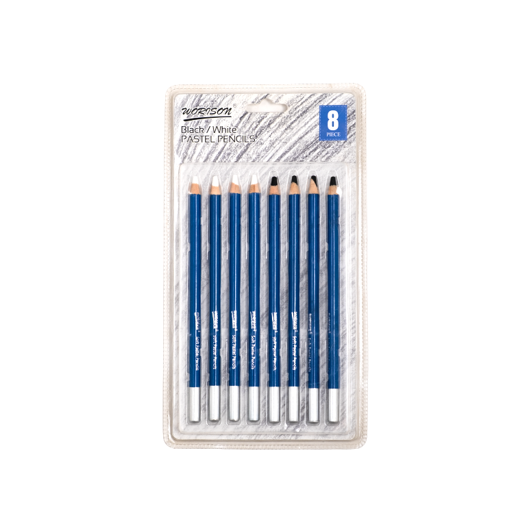 Set of Pastel pencils 4 white + 4 black- Worison