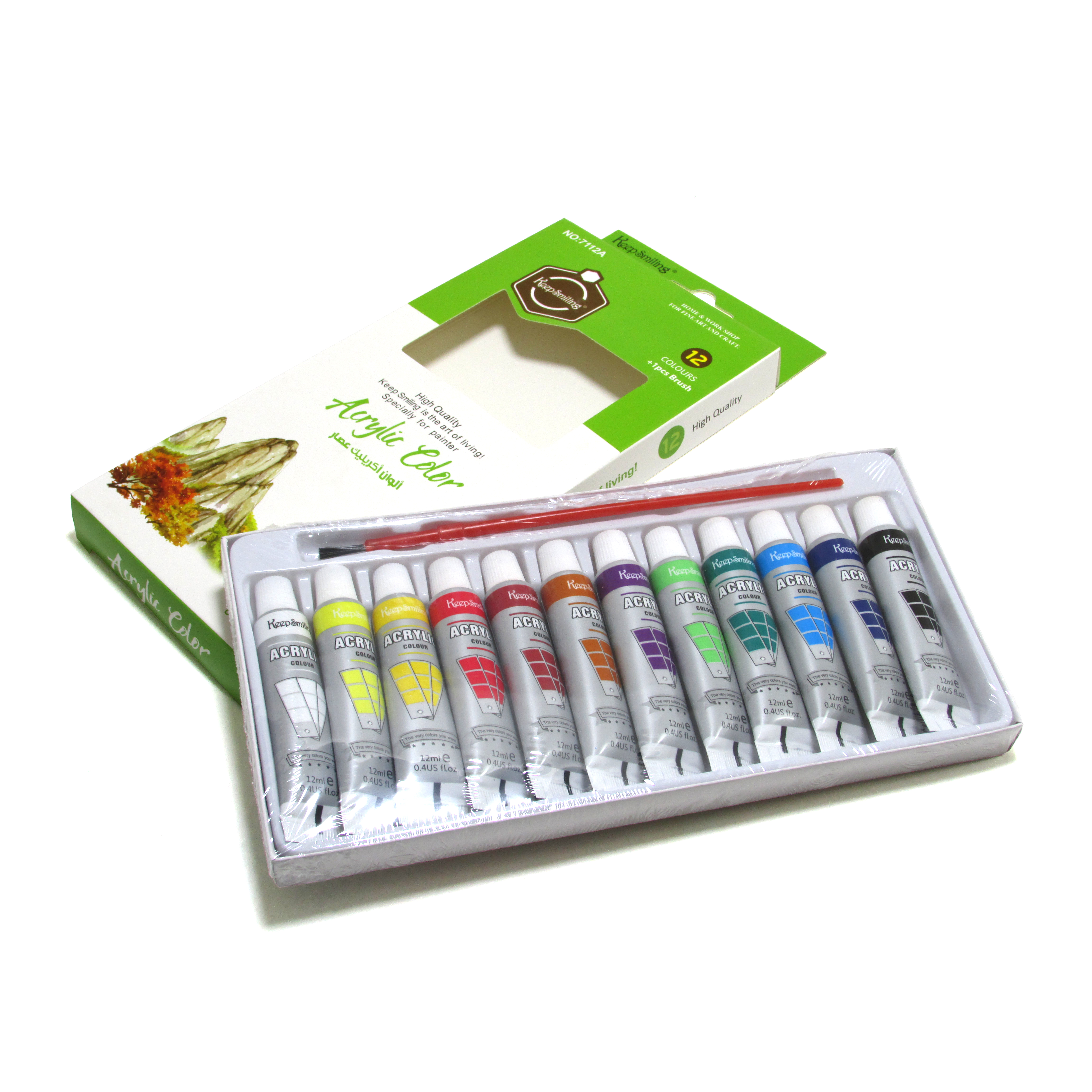 Keep Smiling Acrylic Paint Tubes Set,12 ml -12 colors
